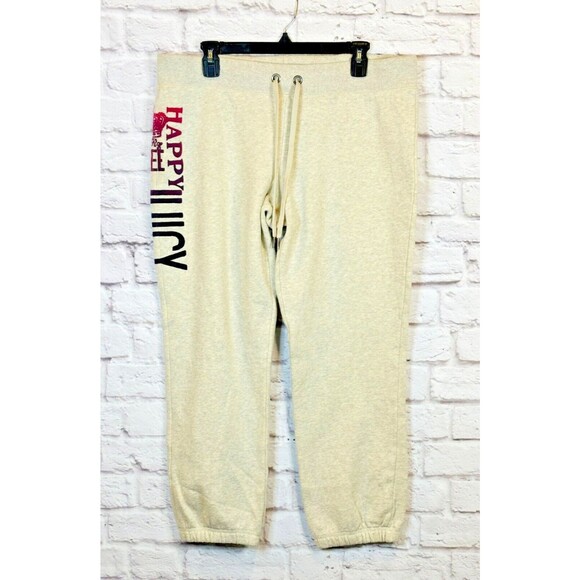 Juicy Couture Joggers Sweatpants Pant Side Velour Velvet Print Mid Rise Cream XL - Picture 1 of 6